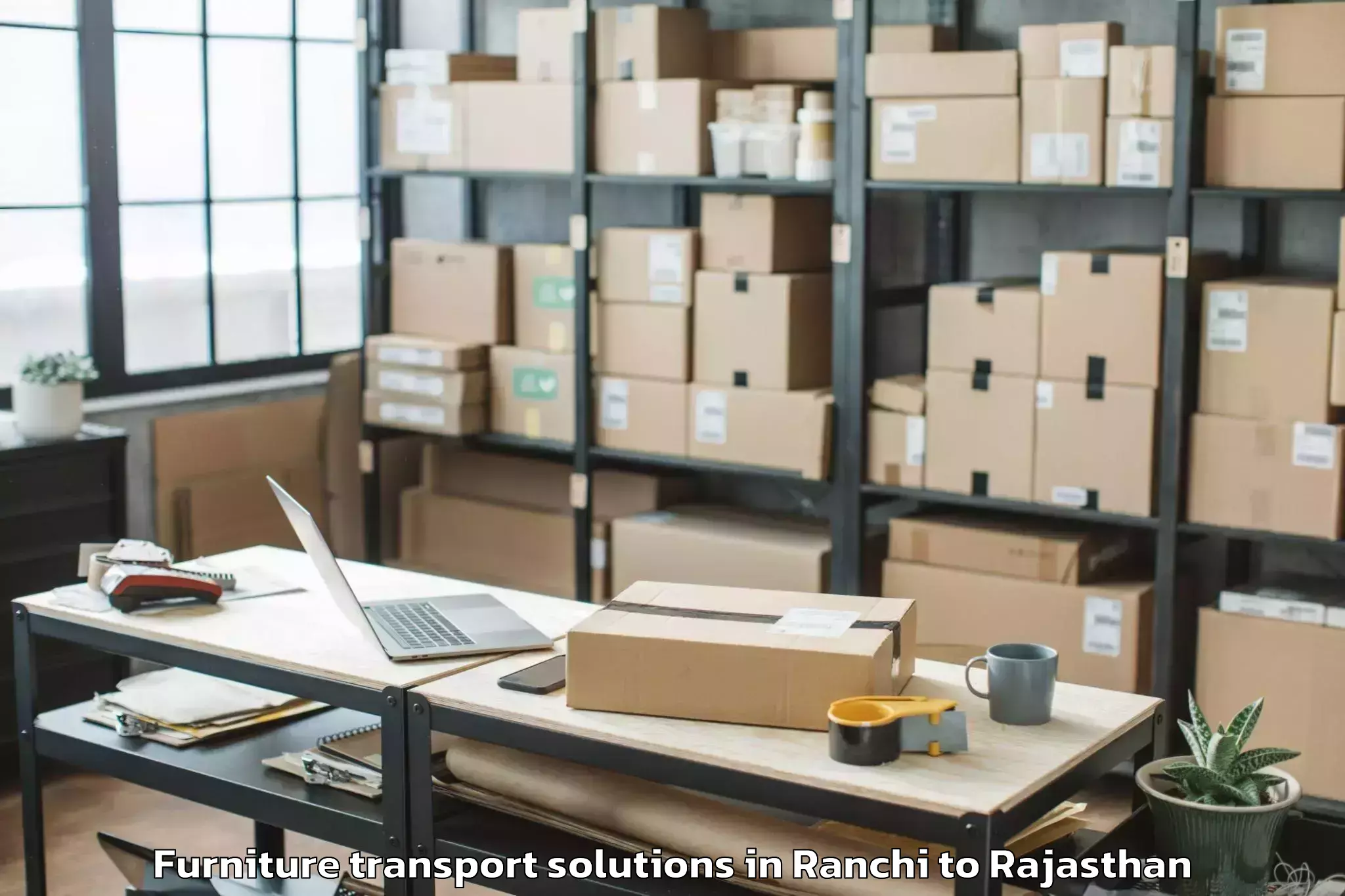 Trusted Ranchi to Kherwara Furniture Transport Solutions